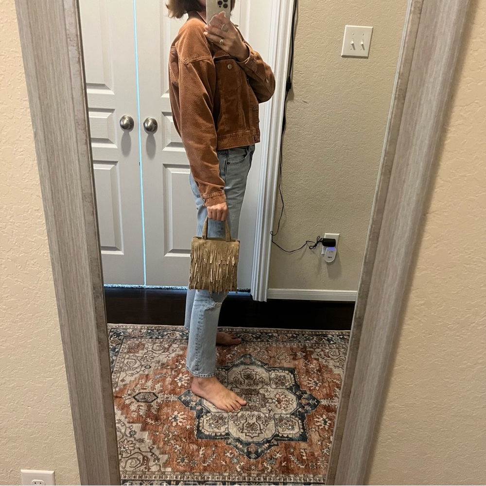 CHANEL Vintage Suede Fringe Rhinestone Mini Tote CC Logo - Picture 5 of 16